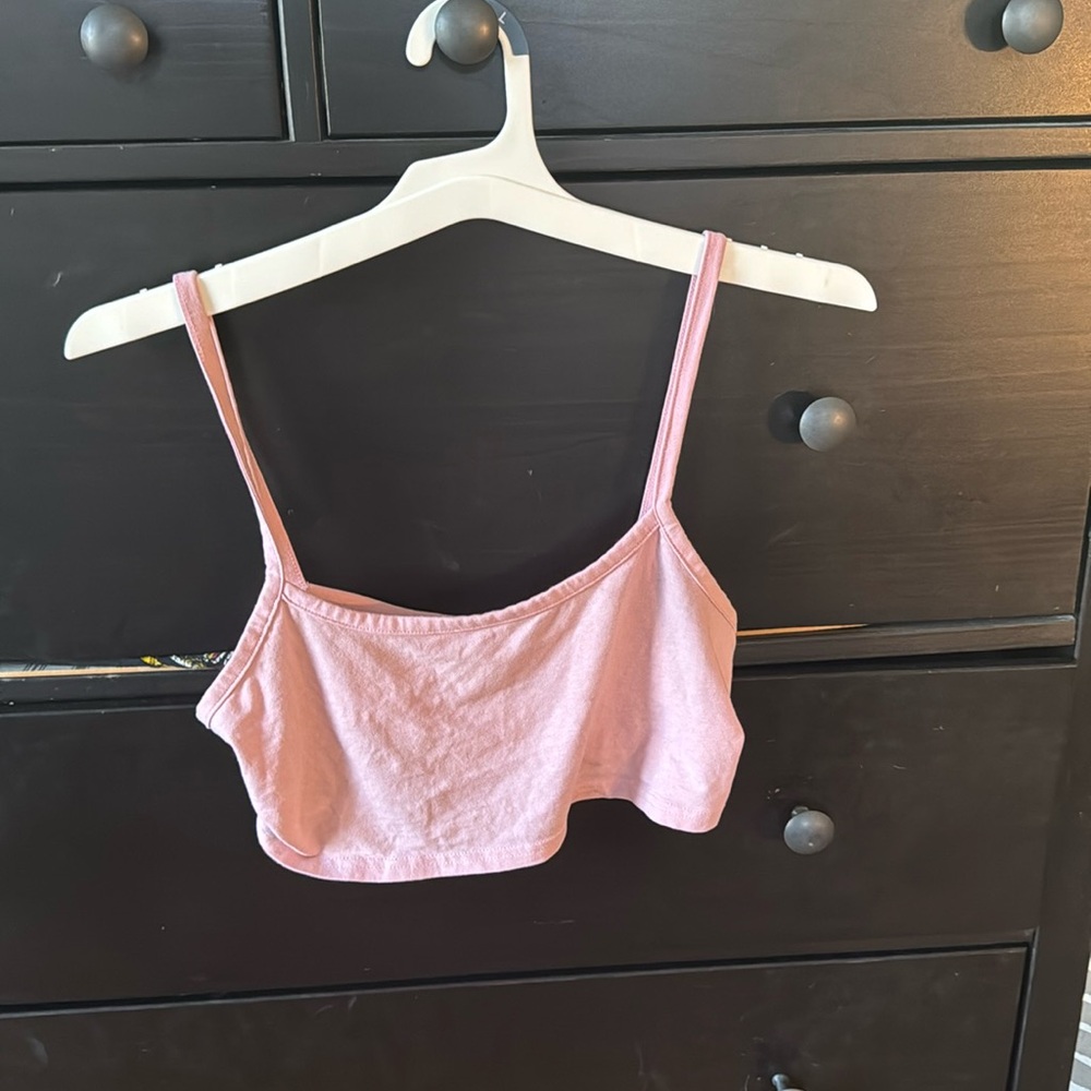 super cropped pink tank top